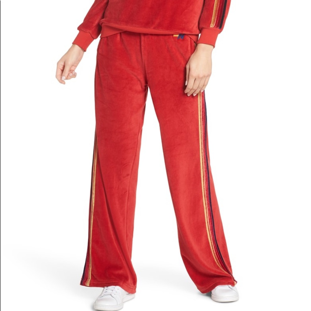 Aviator Nation wide leg velour pants